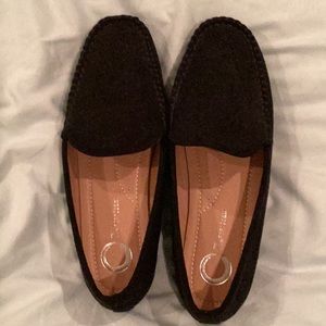 Black suede flats, excellent condition